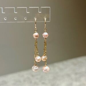 Gold-Filled Multi-Pearl Dangle Earrings